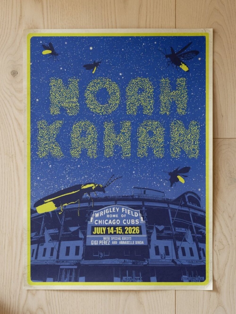 Noah Kahan 2026 Wrigley Field Home Chicago Cubs July 14-15 2026 Poster